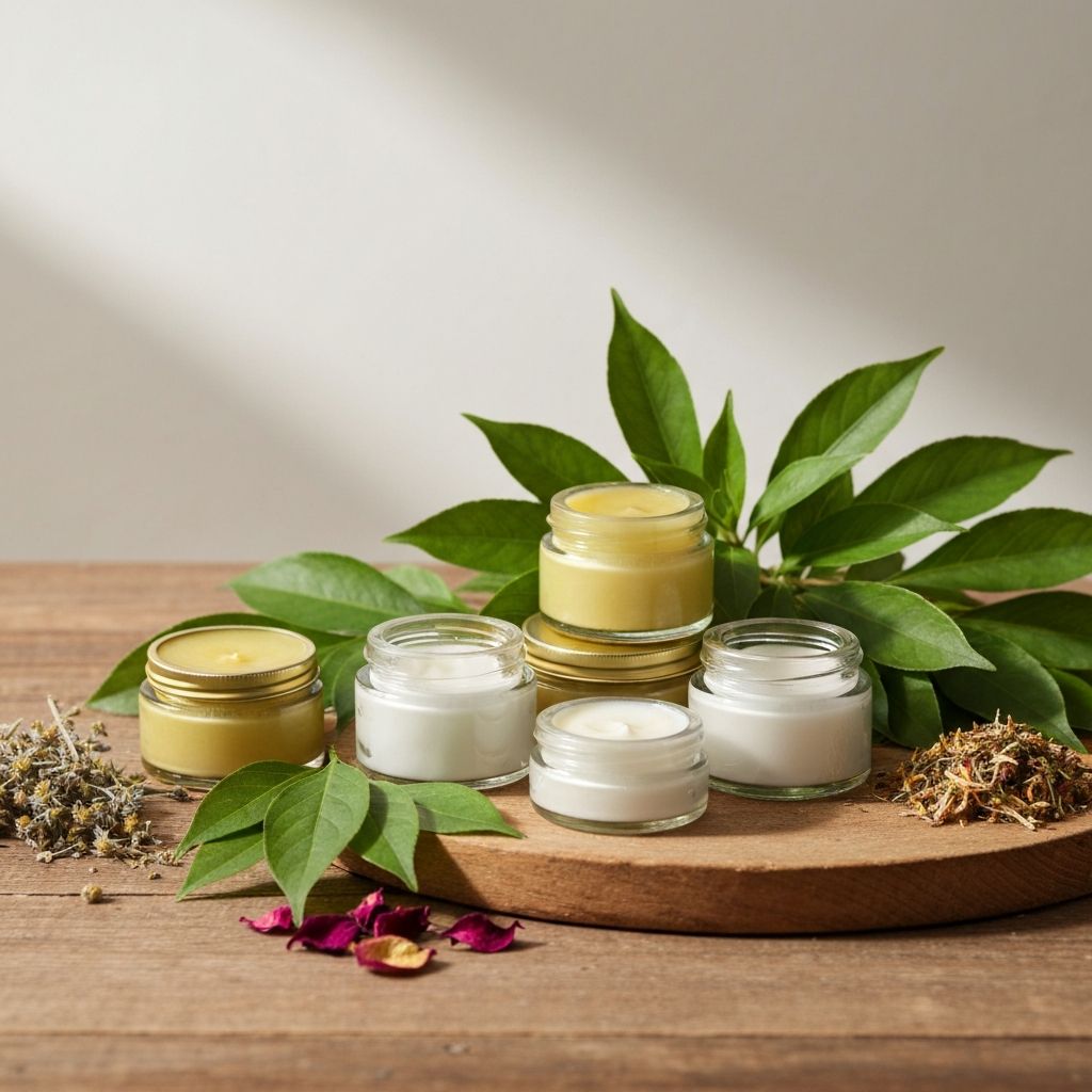 Natural herbal balms and plant ingredients for daily care